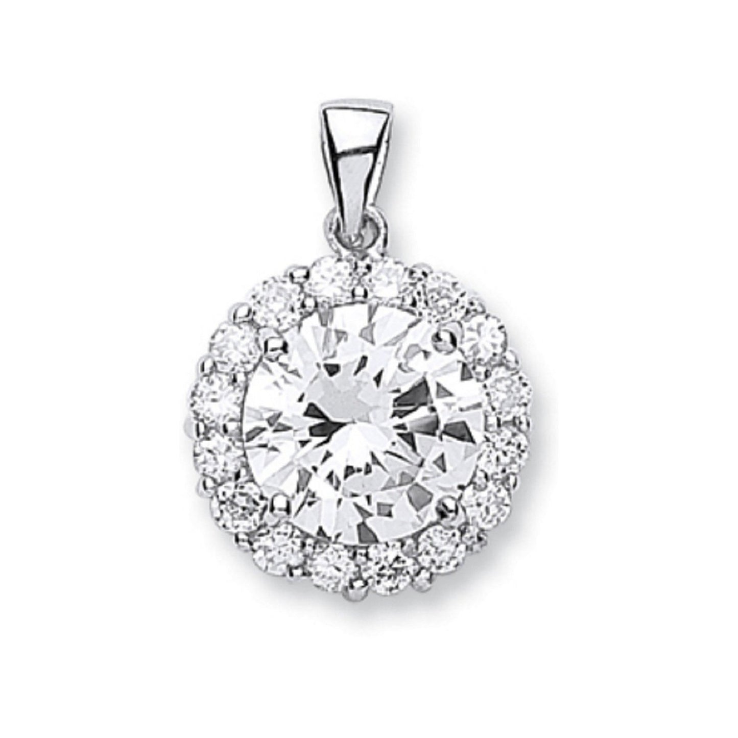 Silver Cubic Zirconia Cluster Drop Pendant - Fine Necklace - Certified Authentic - Swiss Made – Luxury Jewellery by Im