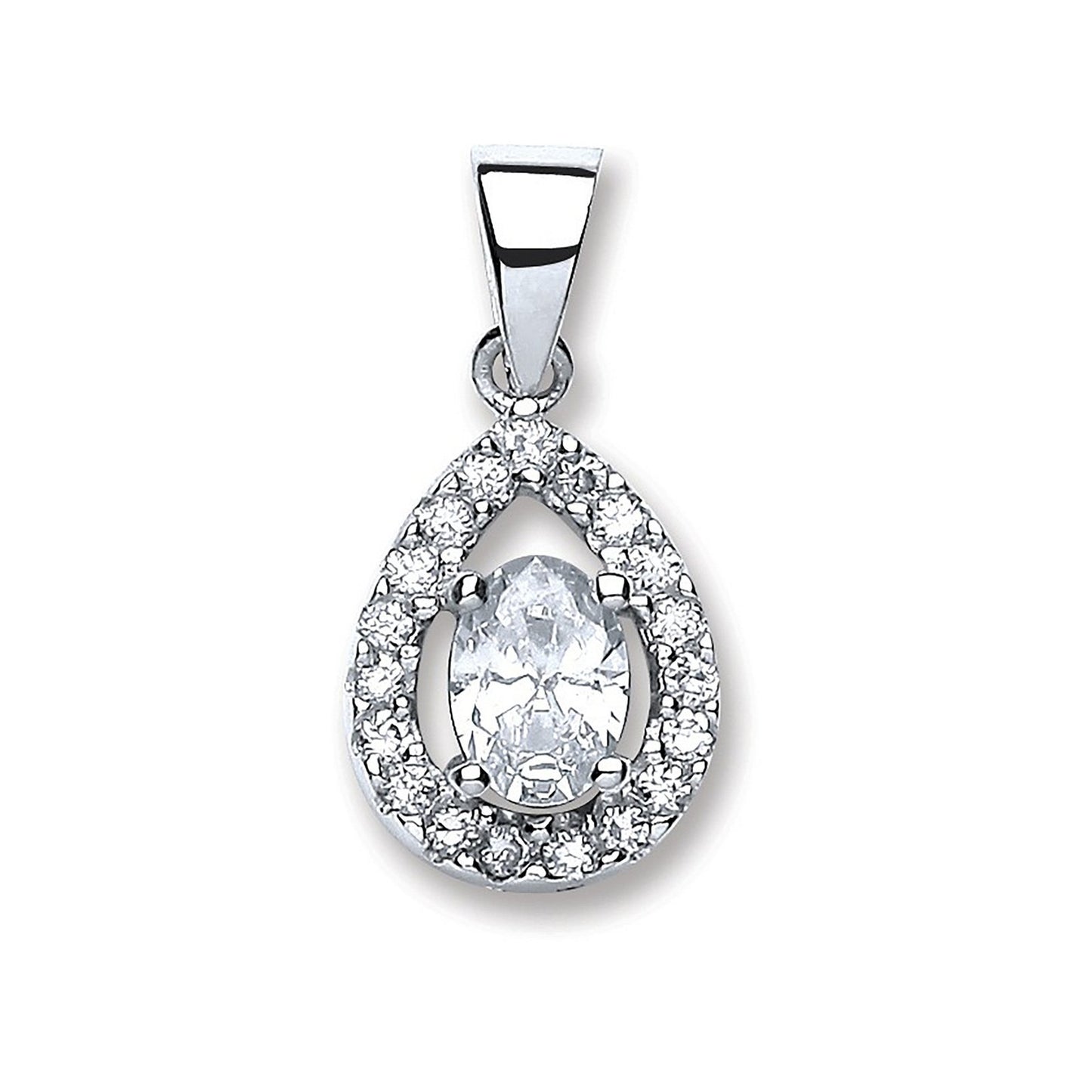Silver Pear Shape Cubic Zirconia Pendant - Fine Necklace - Certified Authentic - Swiss Made – Luxury Jewellery by Impe