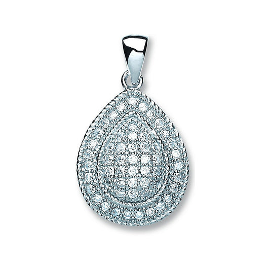 Silver Large Pear Shape Cubic Zirconia Pendant - Fine Necklace - Certified Authentic – Luxury Jewellery by Imperial Ti