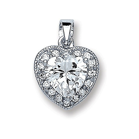 Silver Heart Cubic Zirconia Pendant - Fine Necklace - Certified Authentic - Swiss Made – Luxury Jewellery by Imperial