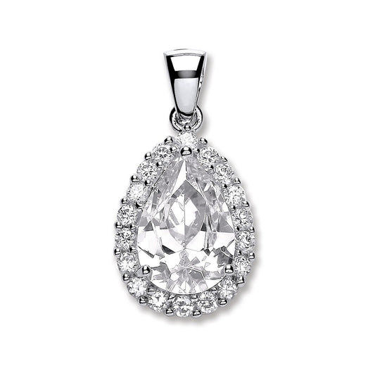 Silver Pear Shape Cubic Zirconia Pendant - Fine Necklace - Certified Authentic - Swiss Made – Luxury Jewellery by Impe