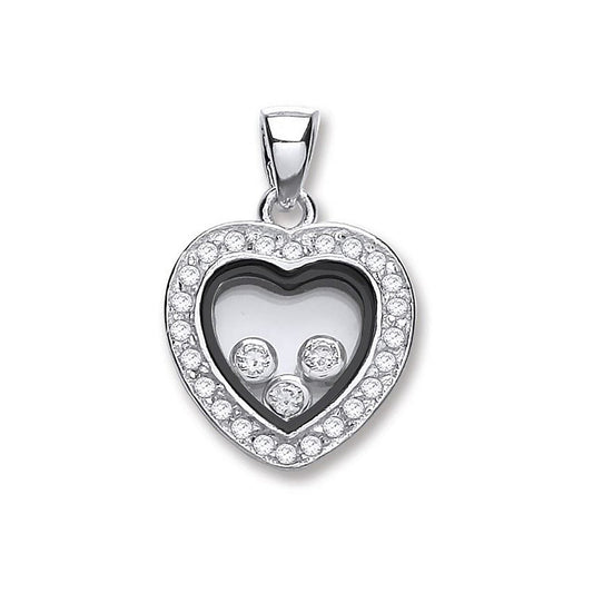 Silver Floating Cubic Zirconia Heart Pendant - Fine Necklace - Certified Authentic - Swiss Ma – Luxury Jewellery by Im