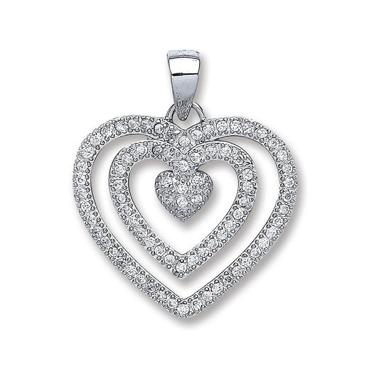 Silver Fancy Heart Cubic Zirconia Pendant - Fine Necklace - Certified Authentic - Swiss Made – Luxury Jewellery by Imp