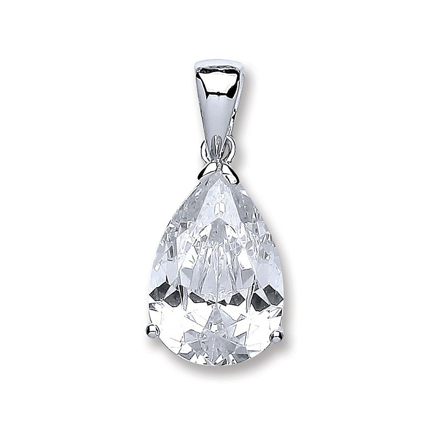 Silver S/S Pear Cubic Zirconia Pendant - Fine Necklace - Certified Authentic - Swiss Made – Luxury Jewellery by Imperi