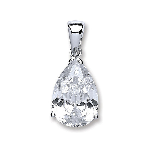Silver S/S Pear Cubic Zirconia Pendant - Fine Necklace - Certified Authentic - Swiss Made – Luxury Jewellery by Imperi