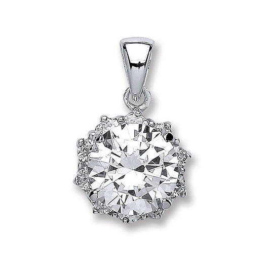 Silver Round Brilliant Cut Cubic Zirconia Pendant - Fine Necklace - Certified Authentic – Luxury Jewellery by Imperial