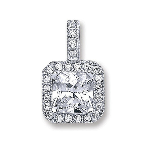 Silver Square Cubic Zirconia Pendant - Fine Necklace - Certified Authentic - Swiss Made – Luxury Jewellery by Imperial