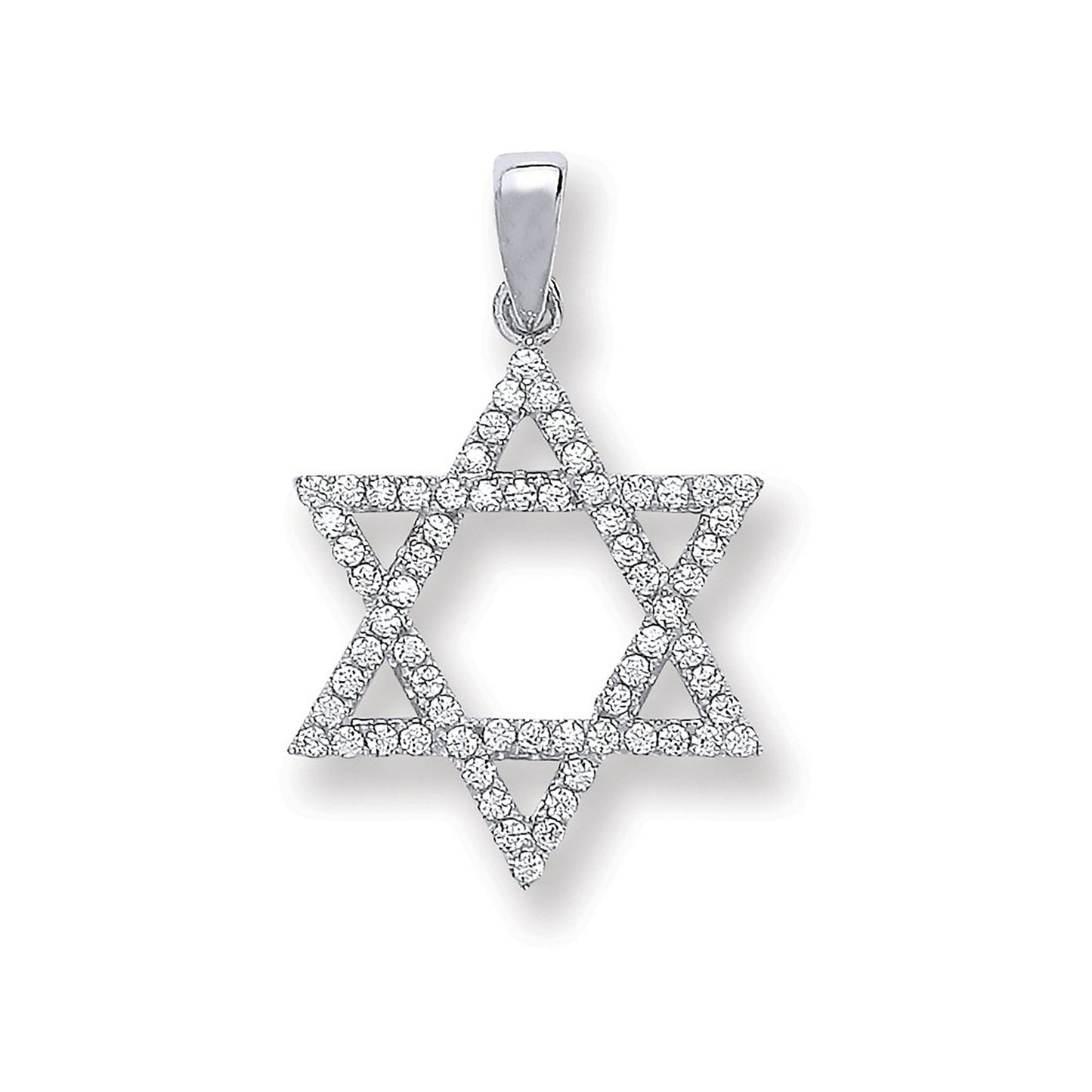 Silver Cubic Zirconia Star of David Pendant - Fine Necklace - Certified Authentic - Swiss Mad – Luxury Jewellery by Im