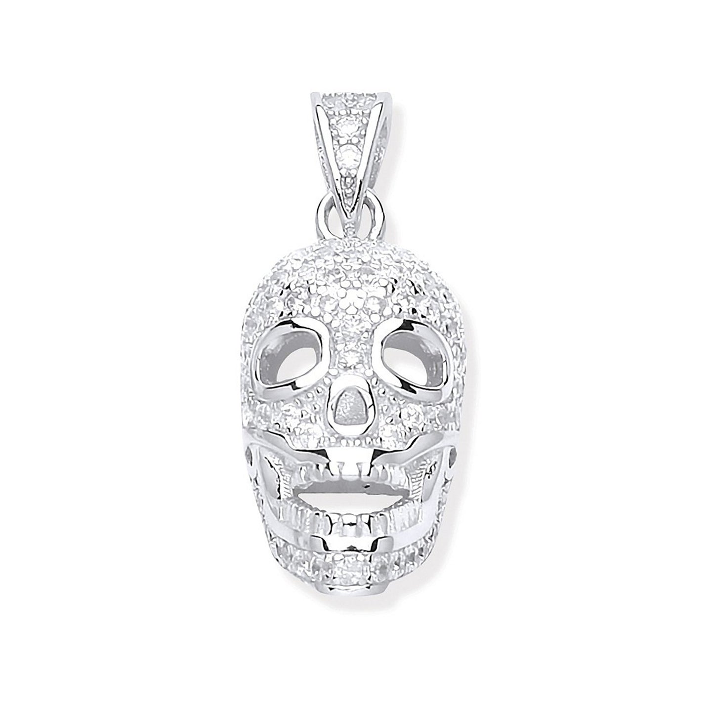 Silver Cubic Zirconia Skull Bones Pendant - Fine Necklace - Certified Authentic - Swiss Made – Luxury Jewellery by Imp