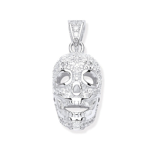 Silver Cubic Zirconia Skull Bones Pendant - Fine Necklace - Certified Authentic - Swiss Made – Luxury Jewellery by Imp