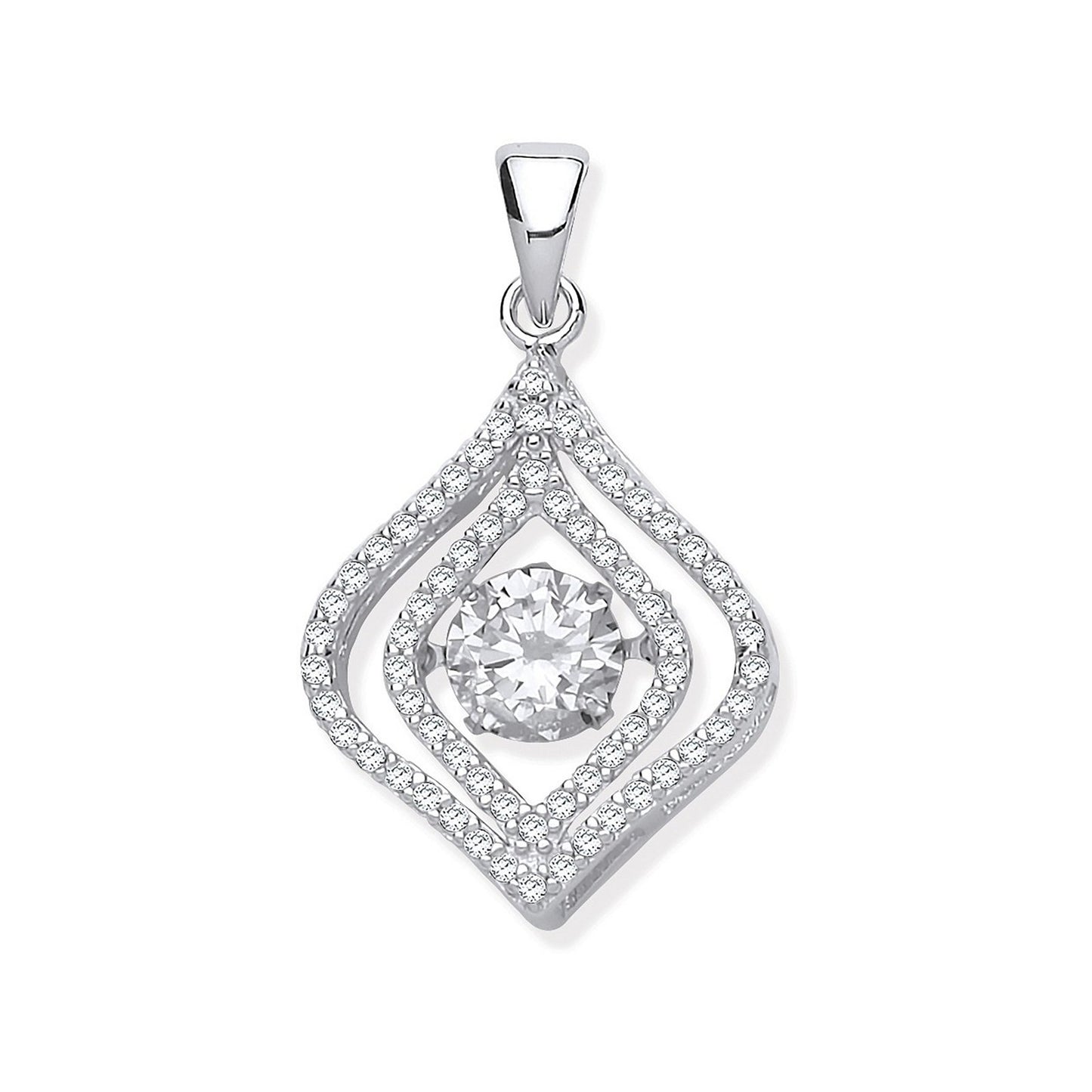 Silver Cubic Zirconia Pendant with Hanging Shimering Clear Cubic Zirconia - Fine Ring – Luxury Jewellery by Imperial T