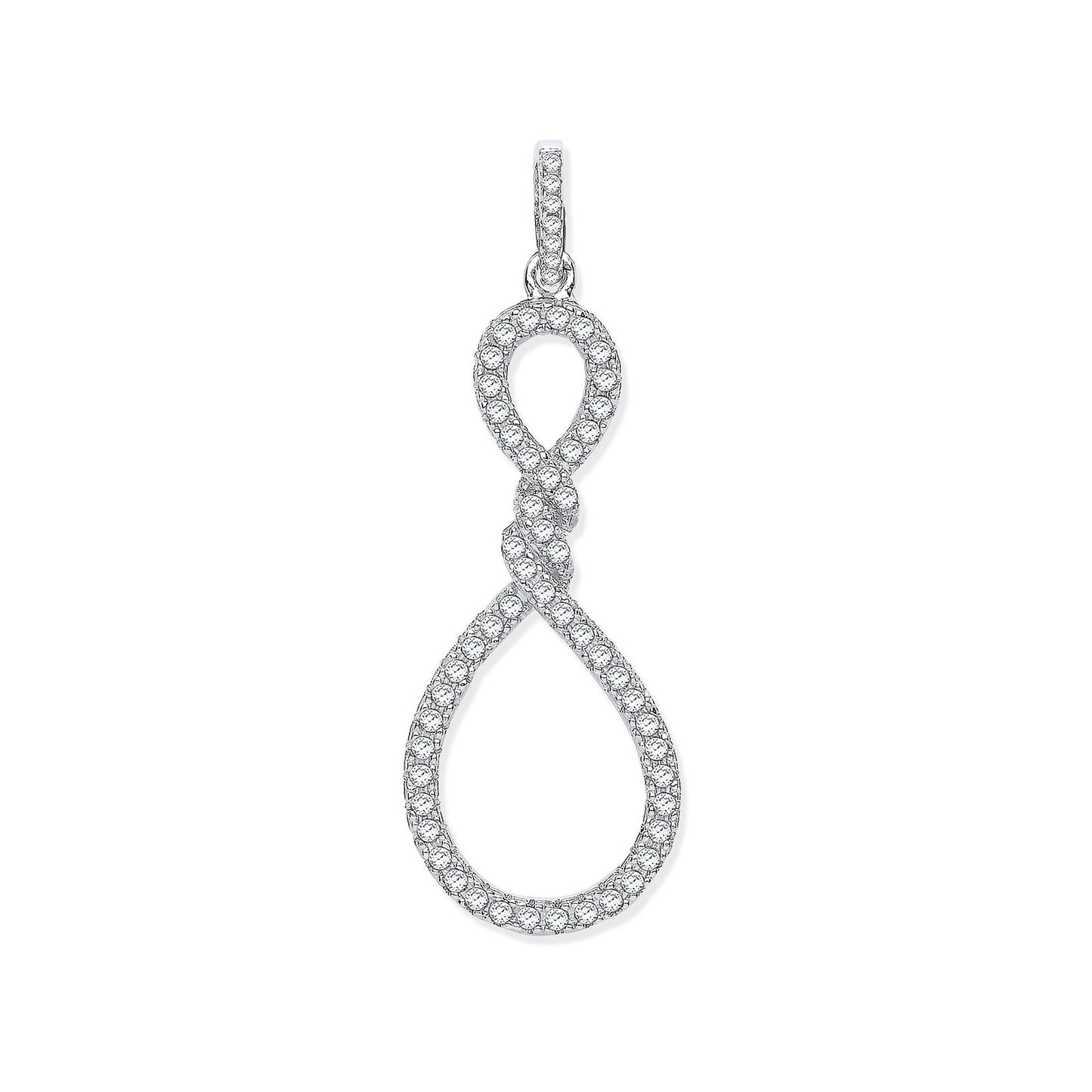 Silver Teardrop Twist Cubic Zirconia Pendant - Fine Necklace - Certified Authentic - Swiss Ma – Luxury Jewellery by Im
