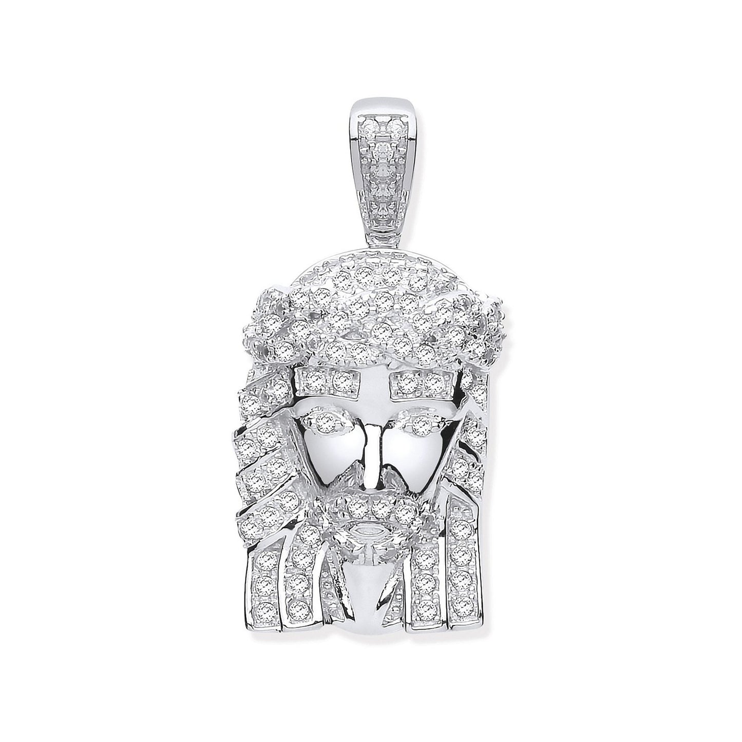 Silver Cubic Zirconia Jesus Pendant - Fine Necklace - Certified Authentic - Swiss Made – Luxury Jewellery by Imperial