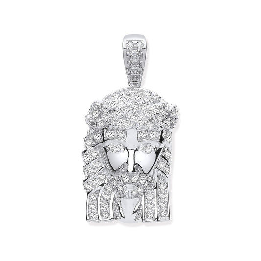 Silver Cubic Zirconia Jesus Pendant - Fine Necklace - Certified Authentic - Swiss Made – Luxury Jewellery by Imperial