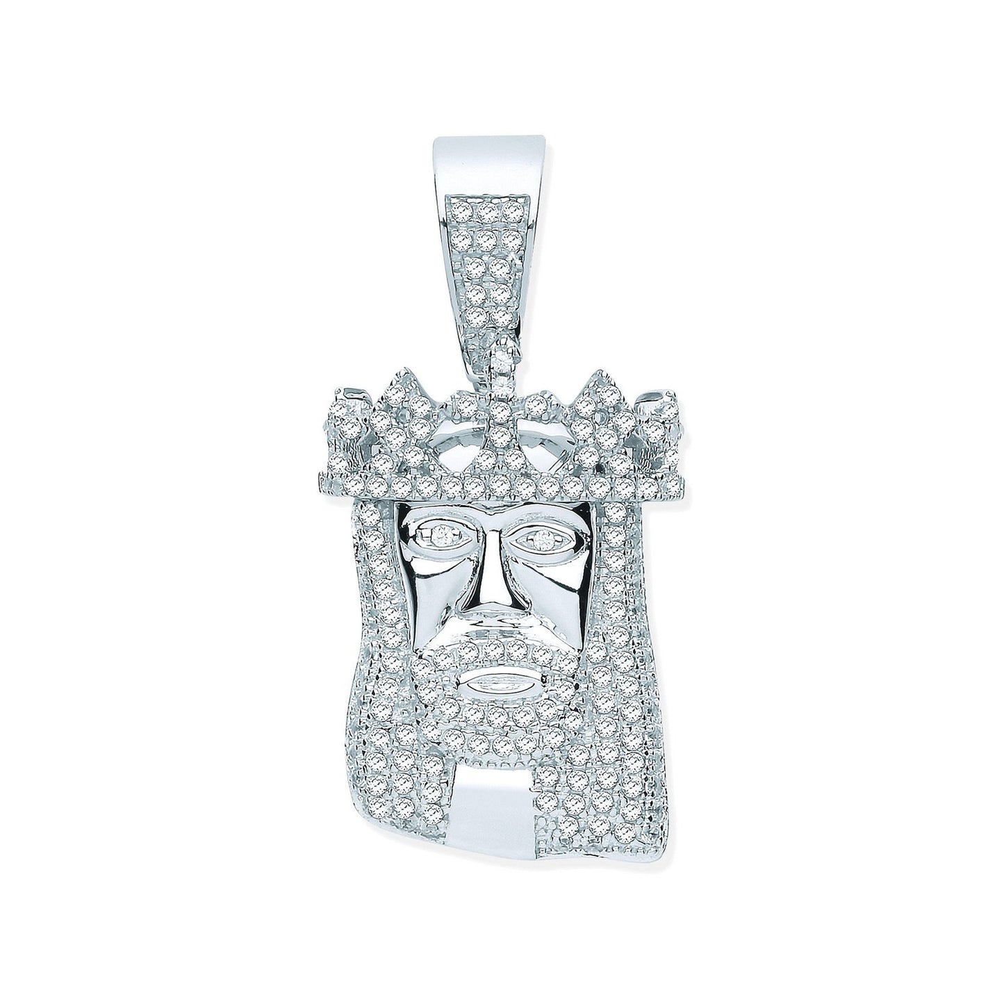 Silver Cubic Zirconia Pendant Jesus with Crown - Fine Necklace - Certified Authentic – Luxury Jewellery by Imperial Ti