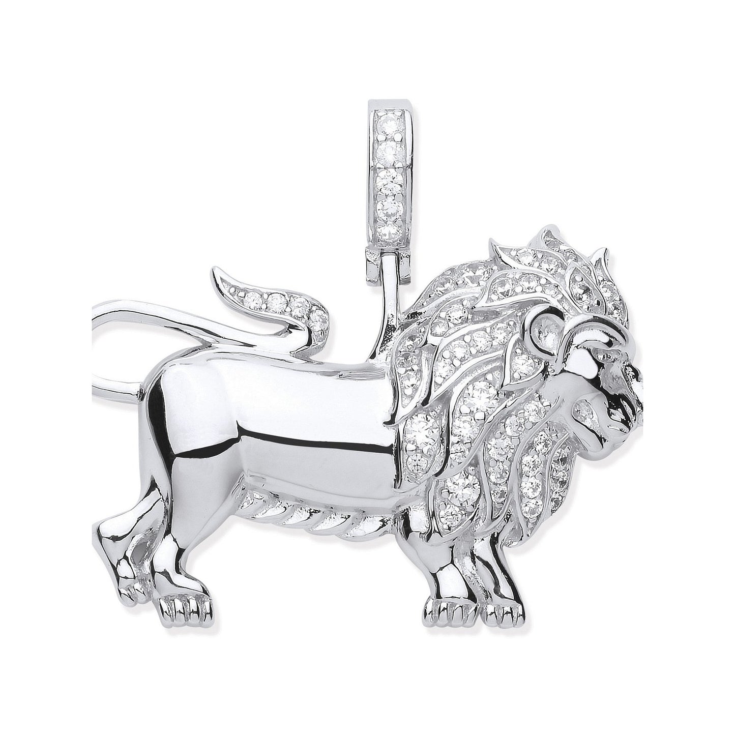 Silver Cubic Zirconia Lion Pendant - Fine Necklace - Certified Authentic - Swiss Made – Luxury Jewellery by Imperial T