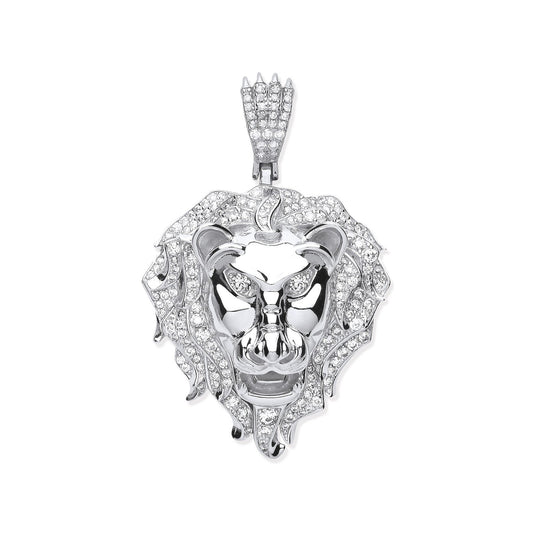 Silver Cubic Zirconia Lion Head Pendant - Fine Necklace - Certified Authentic - Swiss Made – Luxury Jewellery by Imper