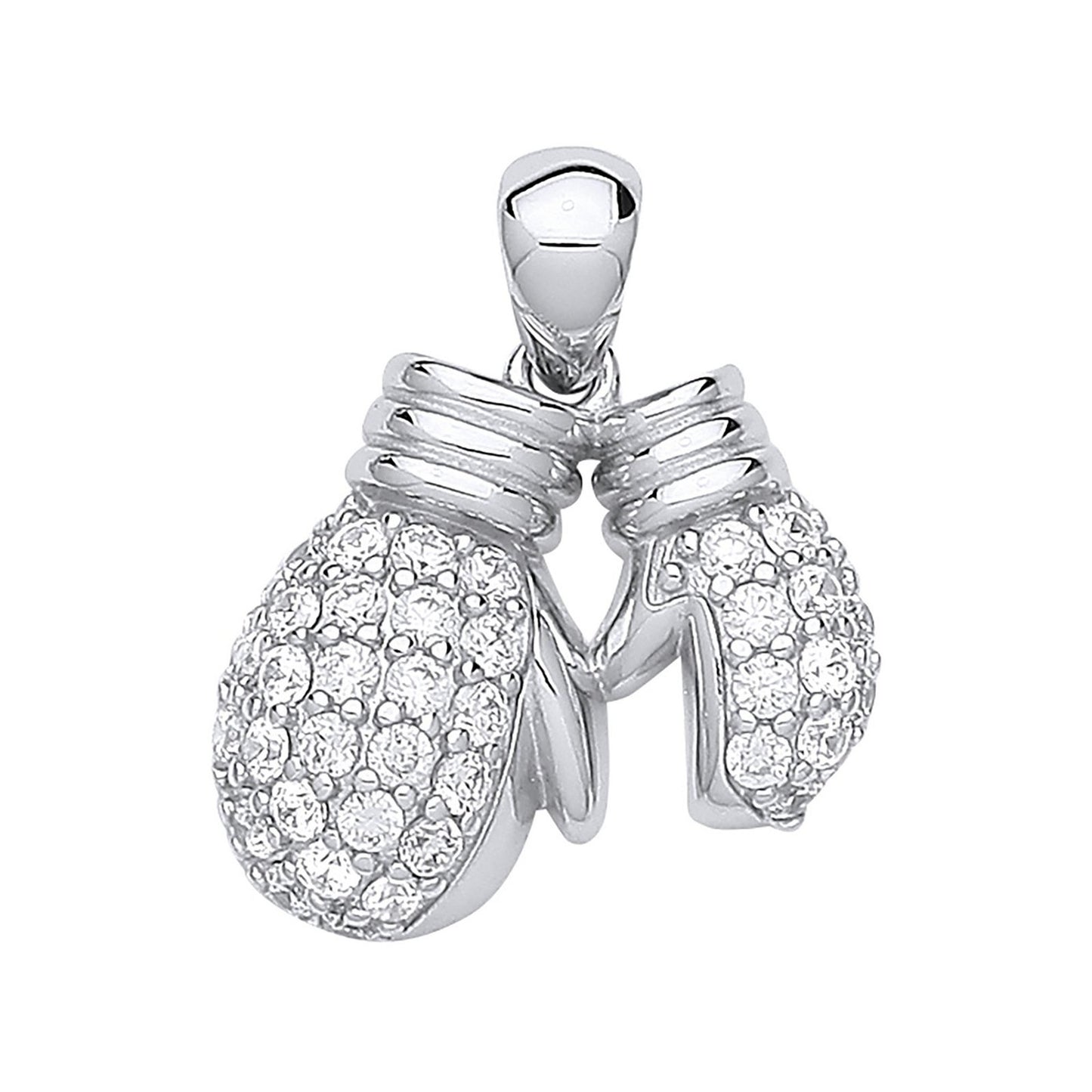 Silver Cubic Zirconia Boxing Gloves Drop Pendant - Fine Necklace - Certified Authentic – Luxury Jewellery by Imperial