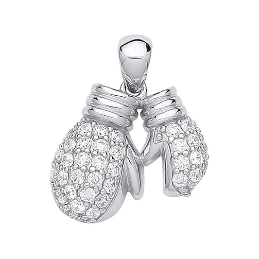 Silver Cubic Zirconia Boxing Gloves Drop Pendant - Fine Necklace - Certified Authentic – Luxury Jewellery by Imperial