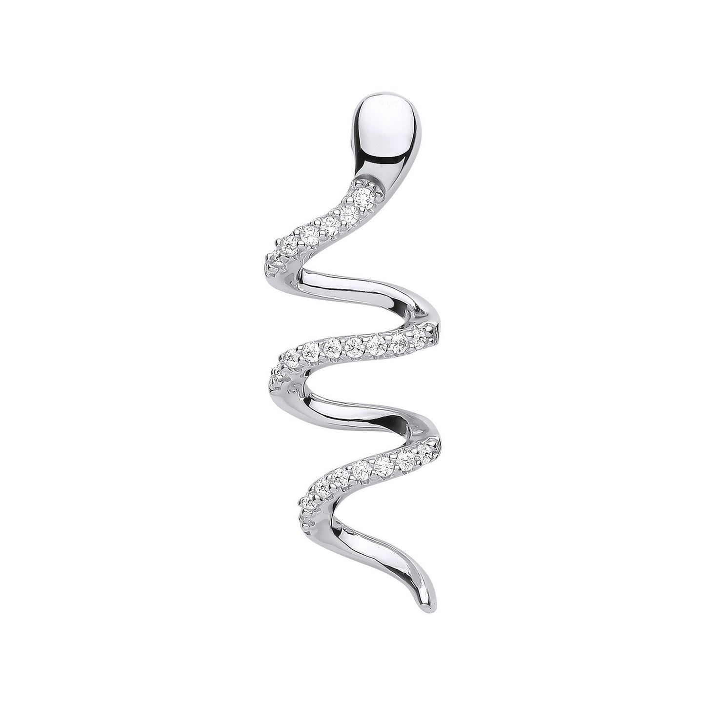Silver Snake Cubic Zirconia Drop Pendant - Fine Necklace - Certified Authentic - Swiss Made – Luxury Jewellery by Impe