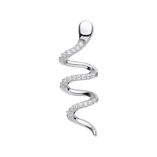 Silver Snake Cubic Zirconia Drop Pendant - Fine Necklace - Certified Authentic - Swiss Made – Luxury Jewellery by Impe