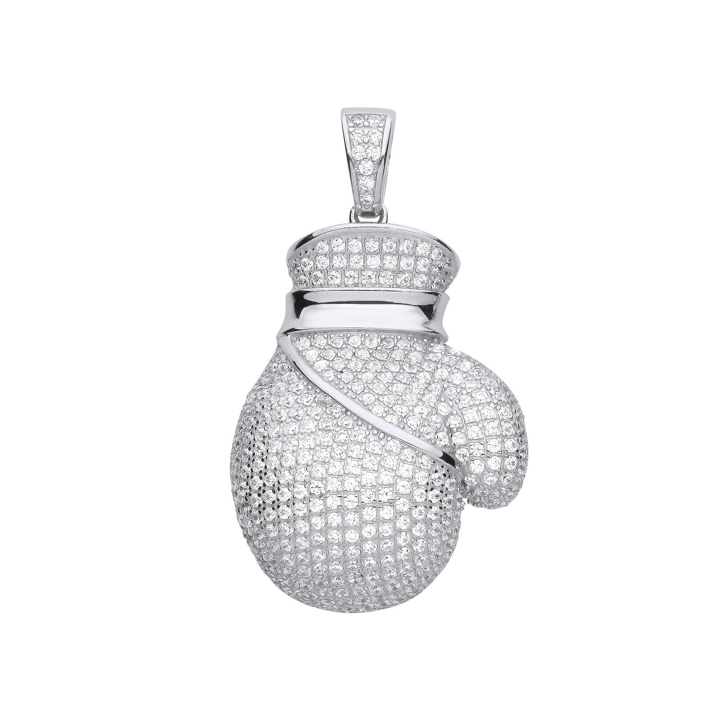 Silver Cubic Zirconia Big Boxing Glove Pendant - Fine Necklace - Certified Authentic – Luxury Jewellery by Imperial Ti