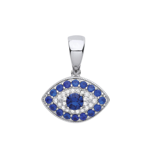 Silver Evil Eye Blue Cubic Zirconias Pendant - Fine Necklace - Certified Authentic - Swiss Ma – Luxury Jewellery by Im