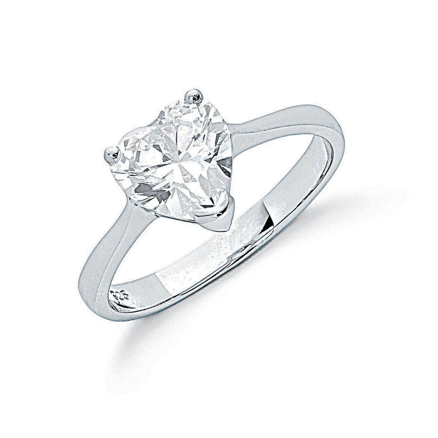 Silver Claw Set Heart Cut Cubic Zirconia Solitaire Ring - Fine Ring - Certified Authentic – Luxury Jewellery by Imperi