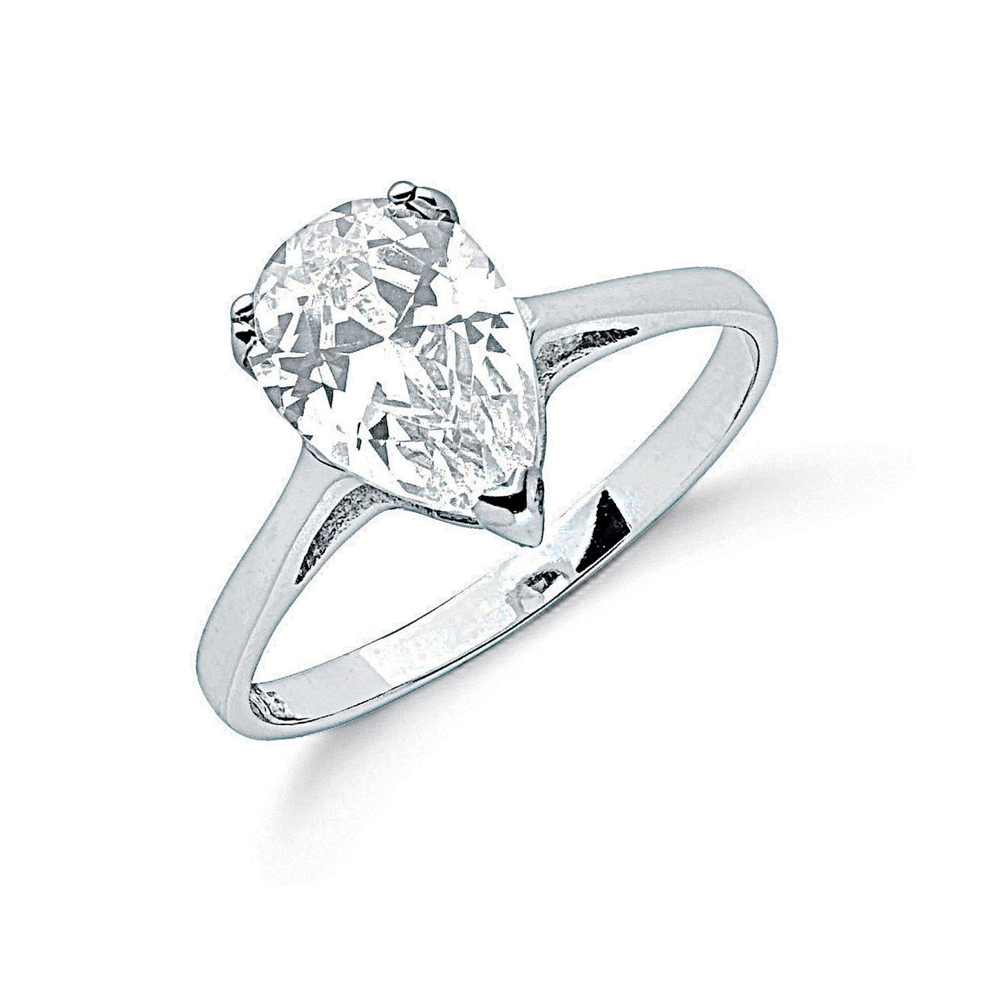 Silver Claw Set Pear Cut Cubic Zirconia Solitaire Ring - Fine Ring - Certified Authentic – Luxury Jewellery by Imperia