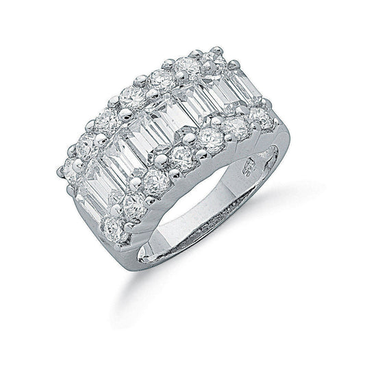 Silver Fancy Cubic Zirconia Half Eternity Ring - Fine Ring - Certified Authentic - Swiss Made – Luxury Jewellery by Im