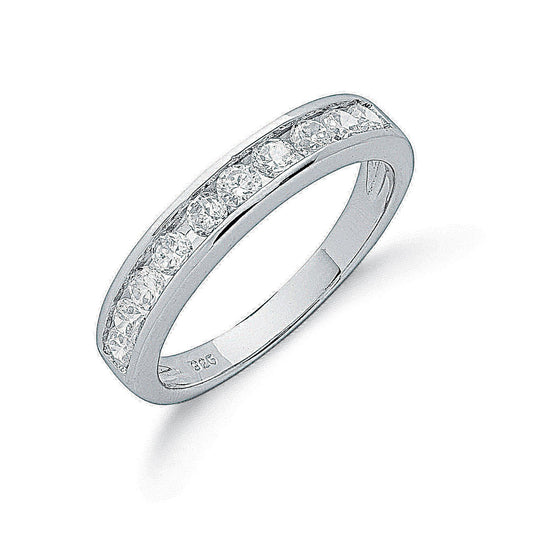 Silver Channel Set Cubic Zirconia Half Eternity Ring - Fine Ring - Certified Authentic – Luxury Jewellery by Imperial