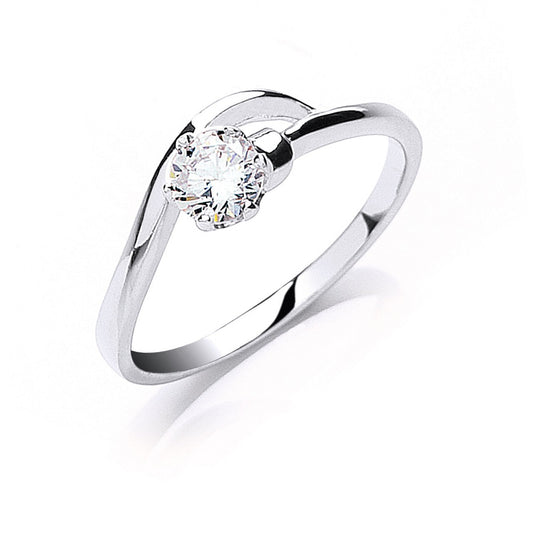 Silver Claw Set Cubic Zirconia Solitaire Ring - Fine Ring - Certified Authentic - Swiss Made – Luxury Jewellery by Imp