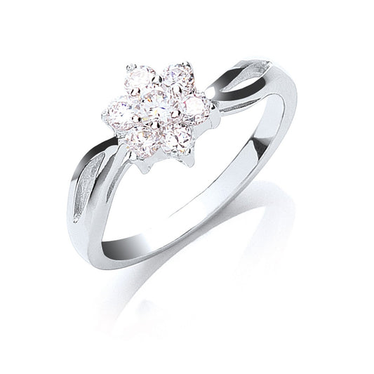 Silver Cubic Zirconia Cluster Ring - Fine Ring - Certified Authentic - Swiss Made - UK Stock – Luxury Jewellery by Imp