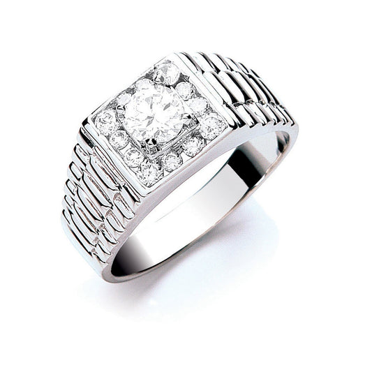 Silver Gents Cubic Zirconia Ring - Fine Ring - Certified Authentic - Swiss Made - UK Stock – Luxury Jewellery by Imper