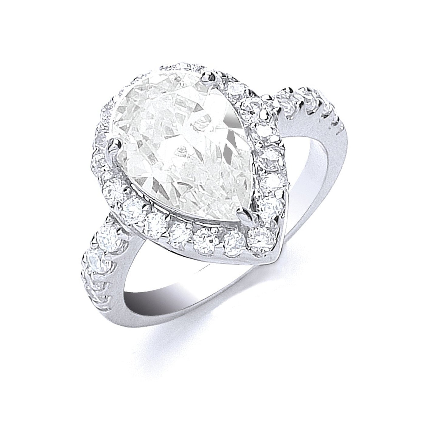 Silver Claw Set Pear Shape Centre Cubic Zirconia Ring - Fine Ring - Certified Authentic – Luxury Jewellery by Imperial