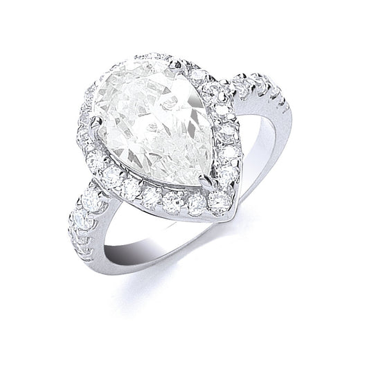 Silver Claw Set Pear Shape Centre Cubic Zirconia Ring - Fine Ring - Certified Authentic – Luxury Jewellery by Imperial