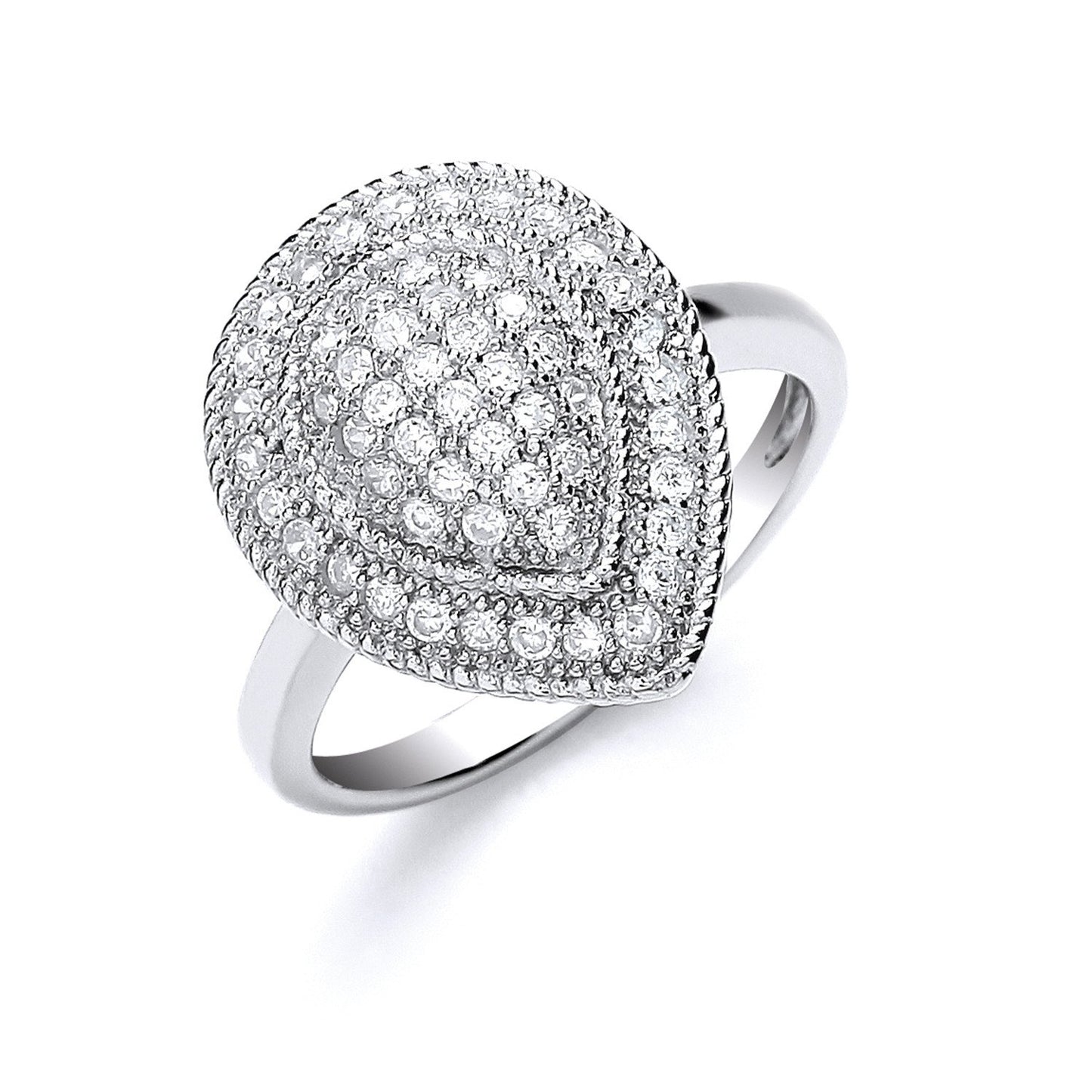 Silver Cluster Teardrop Shape Cubic Zirconia's Ring - Fine Ring - Certified Authentic – Luxury Jewellery by Imperial T
