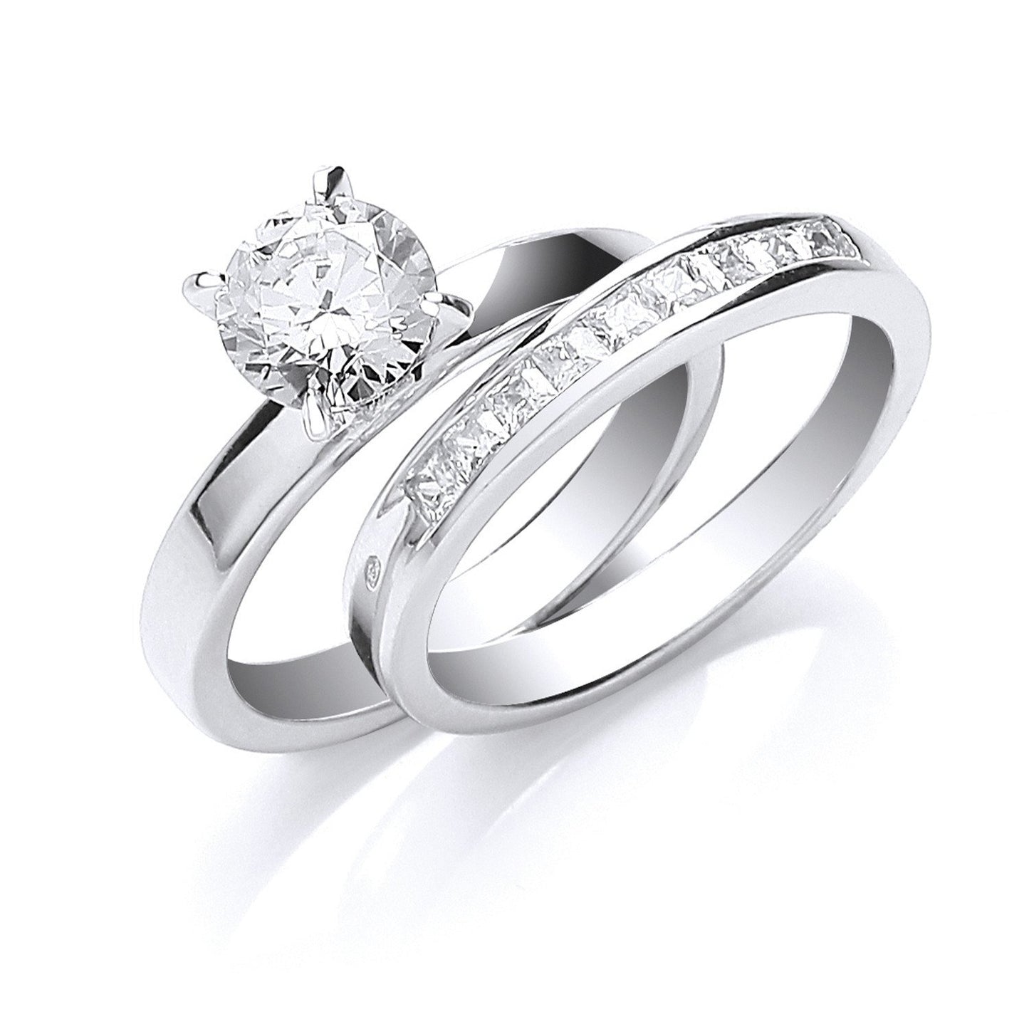 Silver Bridal Solitaire & P/C Cubic Zirconias Set Rings - Fine Ring - Certified Authentic – Luxury Jewellery by Imperi