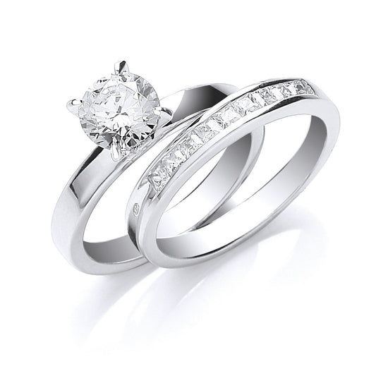 Silver Bridal Solitaire & P/C Cubic Zirconias Set Rings - Fine Ring - Certified Authentic – Luxury Jewellery by Imperi