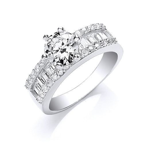Silver Half Et with Cubic Zirconia in the Centre Ring - Fine Ring - Certified Authentic – Luxury Jewellery by Imperial