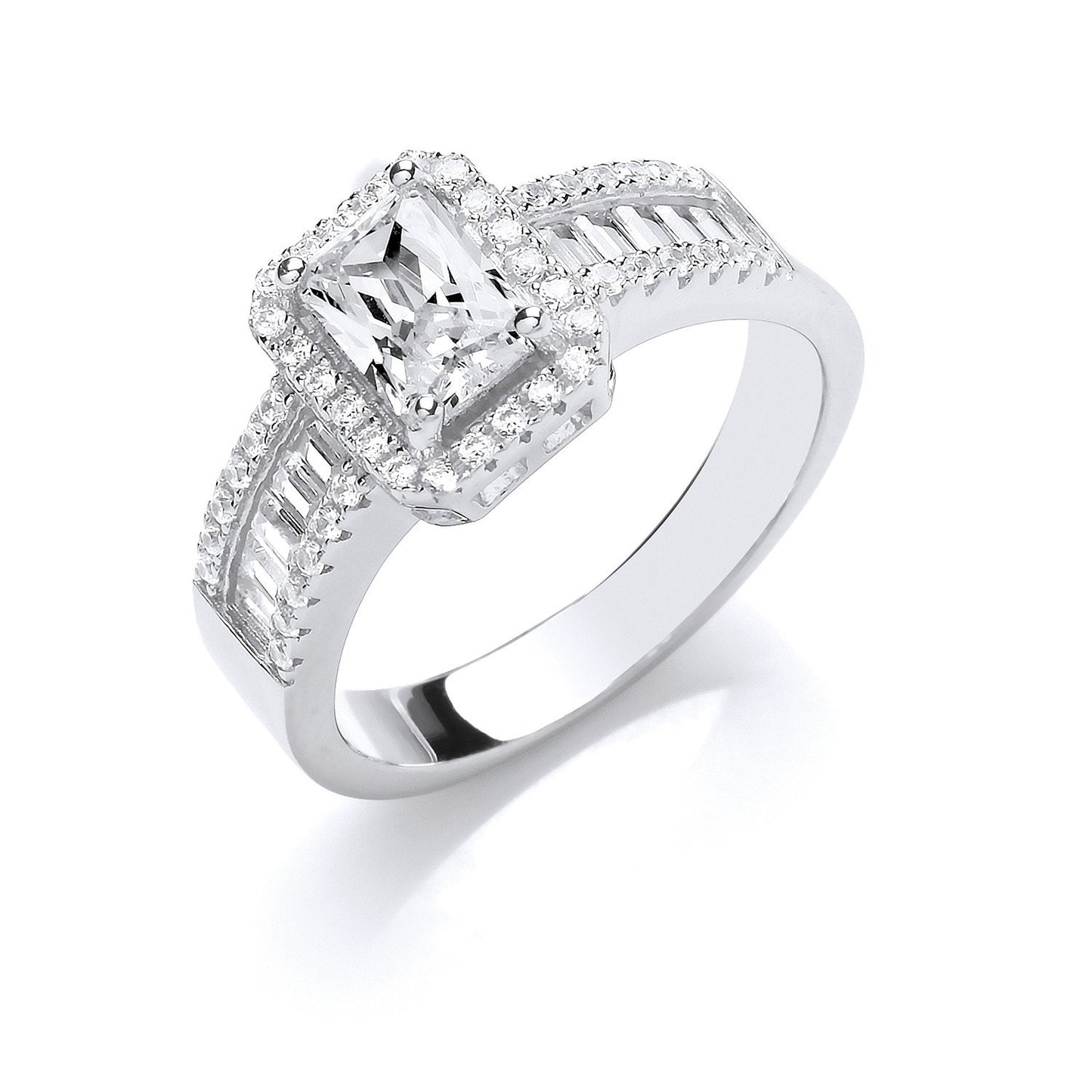 Silver Half Et, Emerald Centre Cubic Zirconia Ring - Fine Ring - Certified Authentic – Luxury Jewellery by Imperial Ti