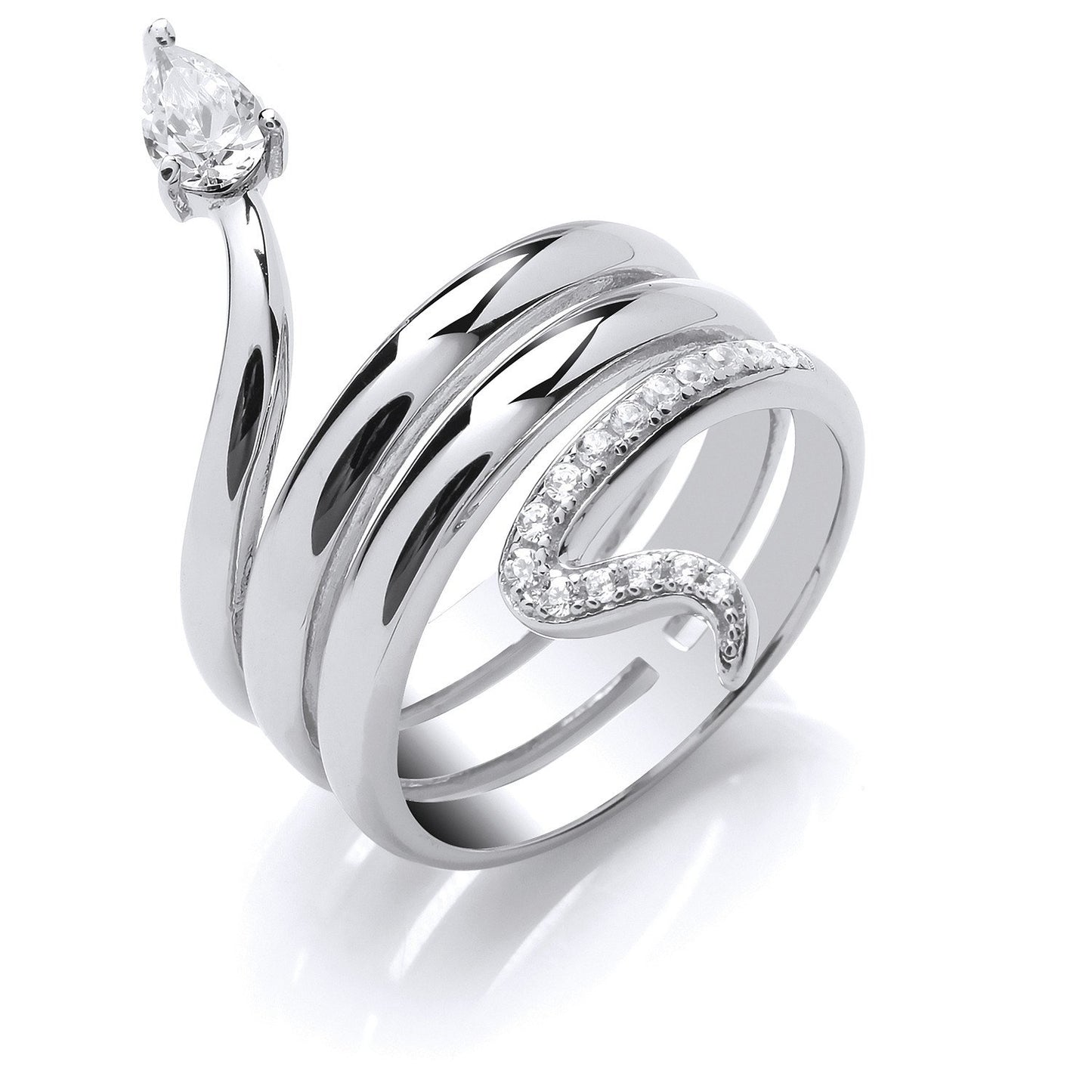 Silver Snake Cubic Zirconia Ring - Fine Ring - Certified Authentic - Swiss Made - UK Stock – Luxury Jewellery by Imper