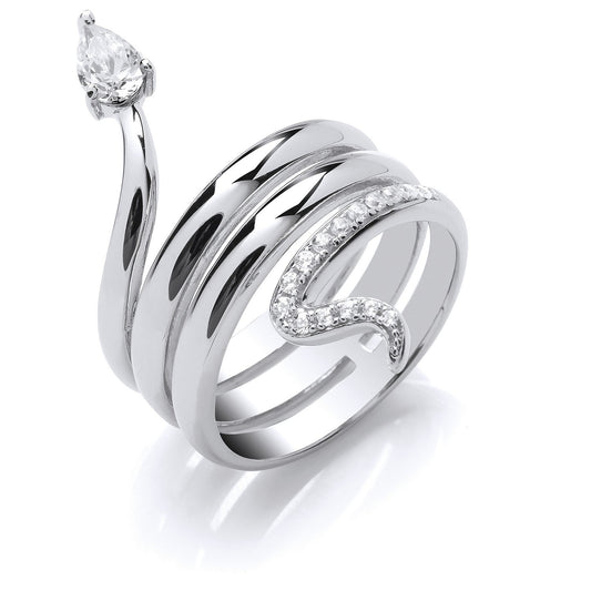 Silver Snake Cubic Zirconia Ring - Fine Ring - Certified Authentic - Swiss Made - UK Stock – Luxury Jewellery by Imper