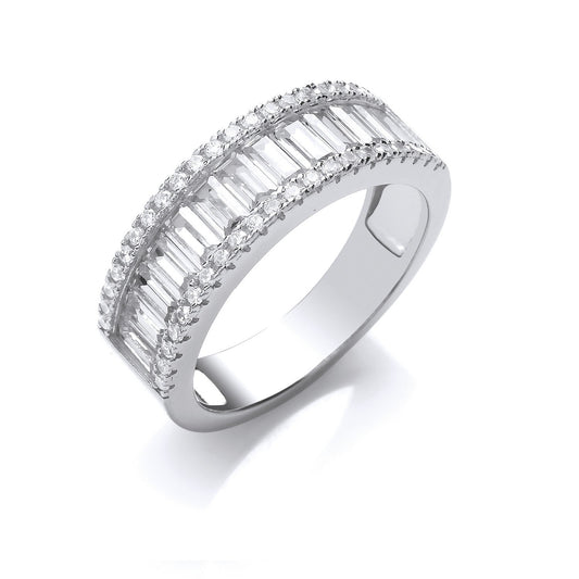 Silver Half Et Baguettes & Round Cubic Zirconia Ring - Fine Ring - Certified Authentic – Luxury Jewellery by Imperial