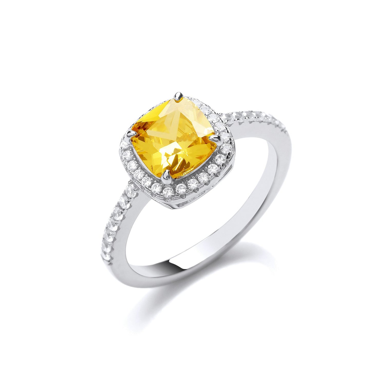 Silver Yellow Cubic Zirconia Ring - Fine Ring - Certified Authentic - Swiss Made - UK Stock – Luxury Jewellery by Impe