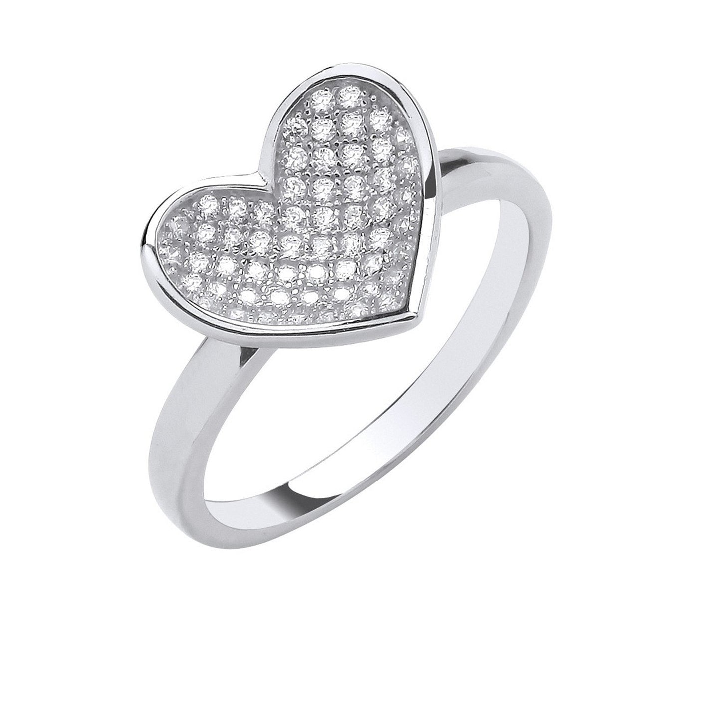 Silver Cubic Zirconia Heart Ring - Fine Ring - Certified Authentic - Swiss Made - UK Stock – Luxury Jewellery by Imper