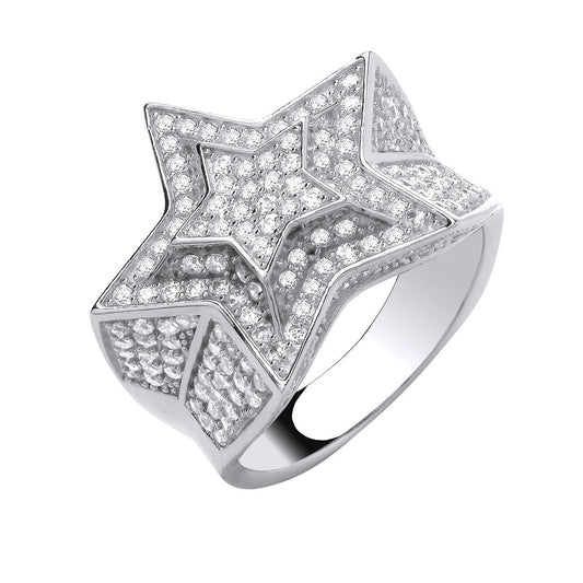 Silver 3d Star Ring - Fine Ring - Certified Authentic - Swiss Made - UK Stock - Insured Deliv – Luxury Jewellery by Im