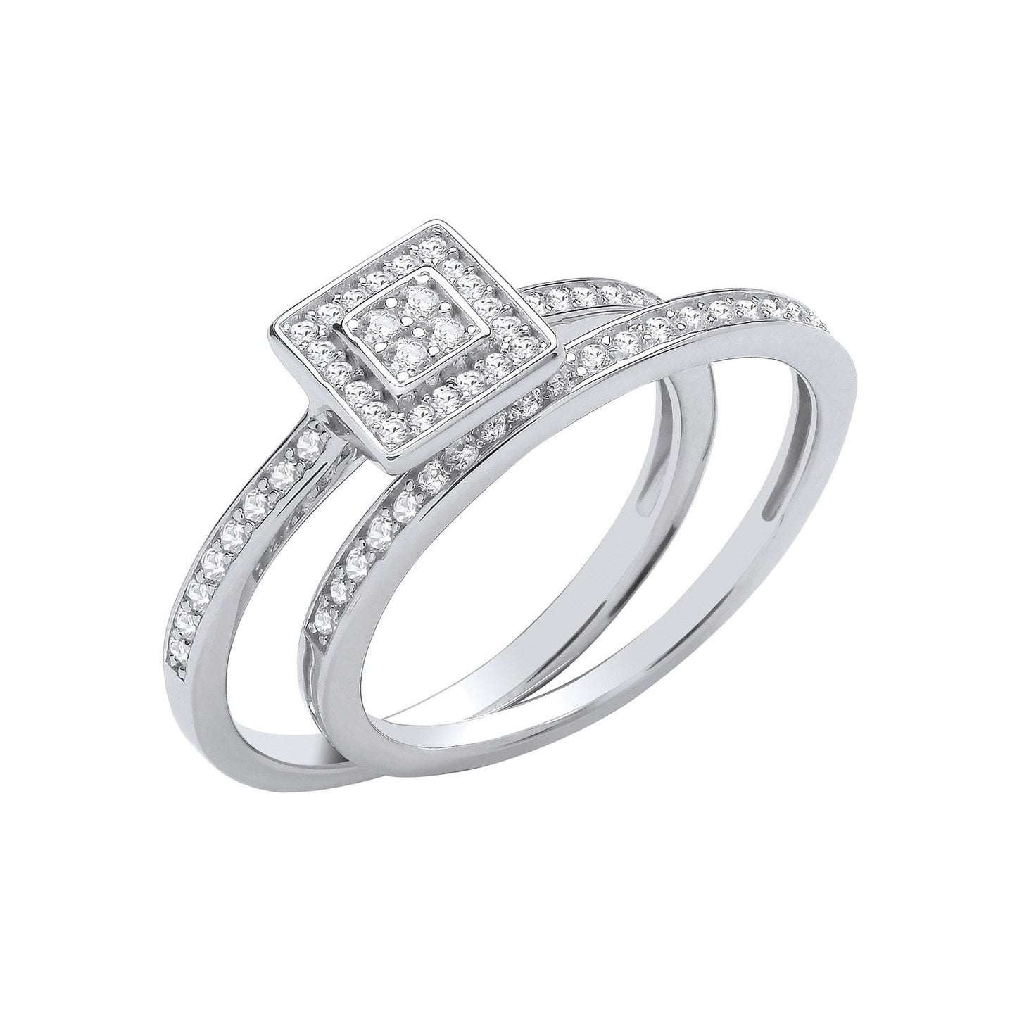 Silver Bridal Set Round Cubic Zirconias Half Et Rings - Fine Ring - Certified Authentic – Luxury Jewellery by Imperial