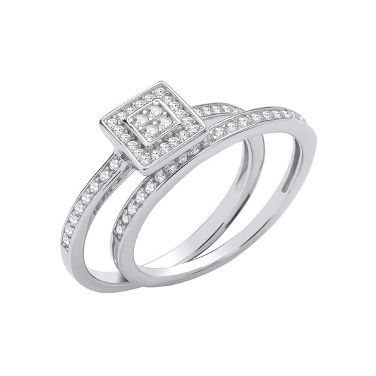 Silver Bridal Set Round Cubic Zirconias Half Et Rings - Fine Ring - Certified Authentic – Luxury Jewellery by Imperial