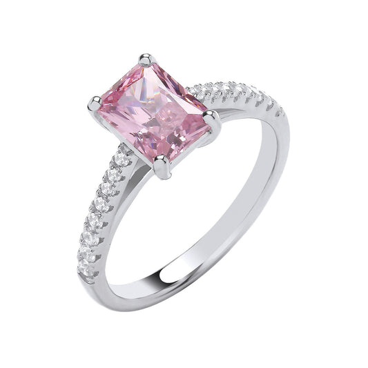 Silver Emerald Pink Cubic Zirconia Solitaire Ring - Fine Ring - Certified Authentic – Luxury Jewellery by Imperial Tim